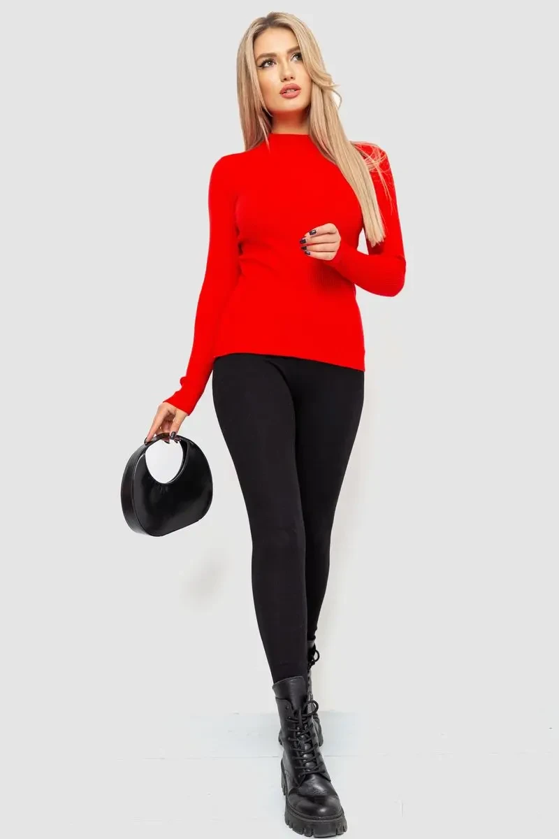 Водолазка жіноча в рубчик, колір червоний, 204R9029 2