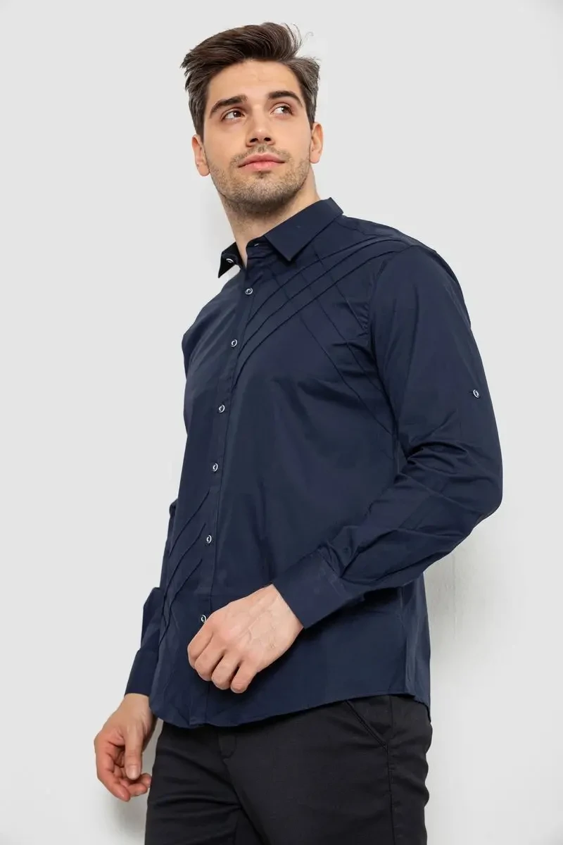 Сорочка чоловіча однотонна, колір темно-синій, 214R7466 3