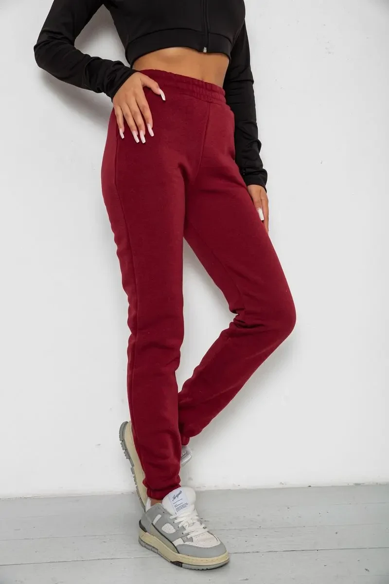 Спортивні штани жіночі на флісі, колір бордовий, 238R58600 3