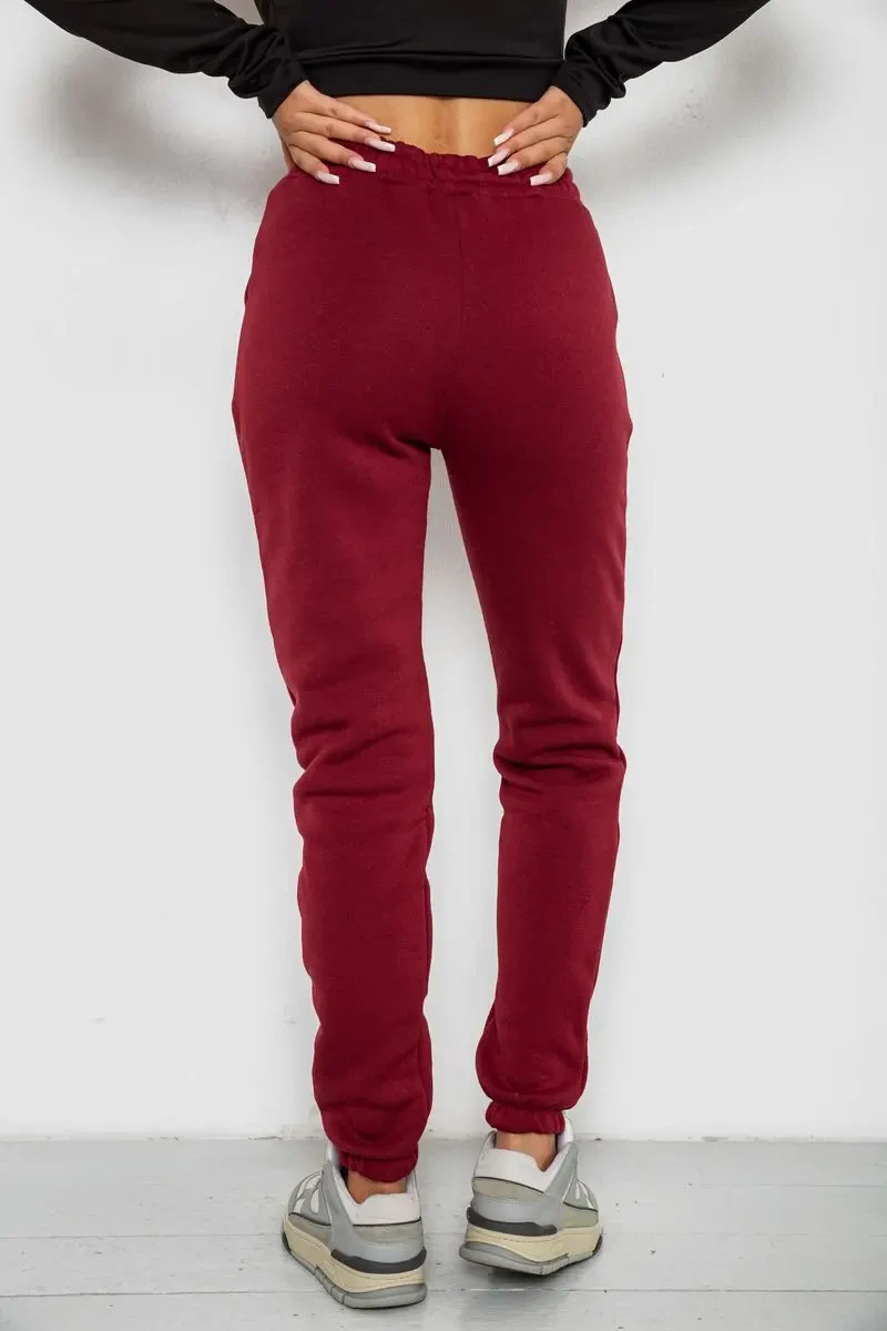 Спортивні штани жіночі на флісі, колір бордовий, 238R58600 4