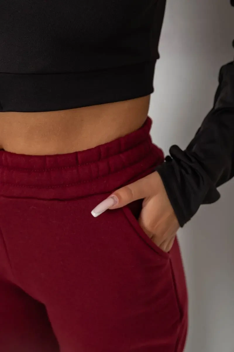 Спортивні штани жіночі на флісі, колір бордовий, 238R58600 5