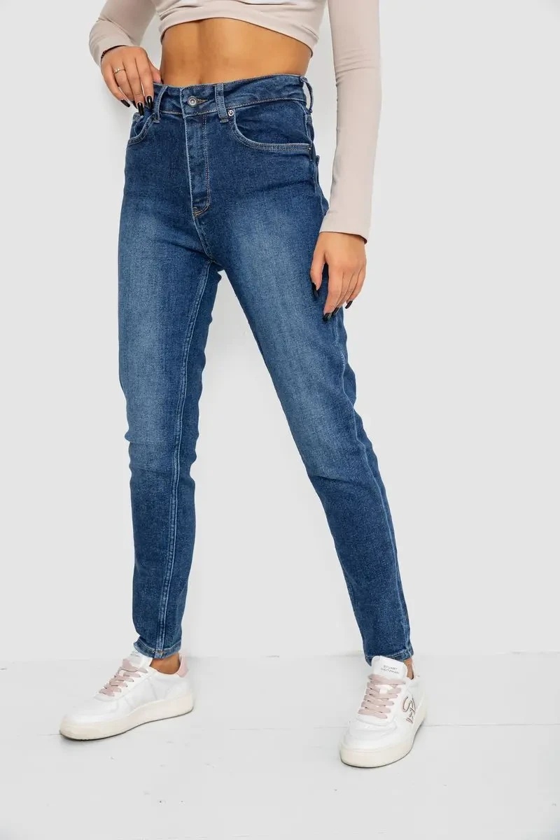 Джинси жіночі Mom-fit стрейч, колір синій, 244R1143 3