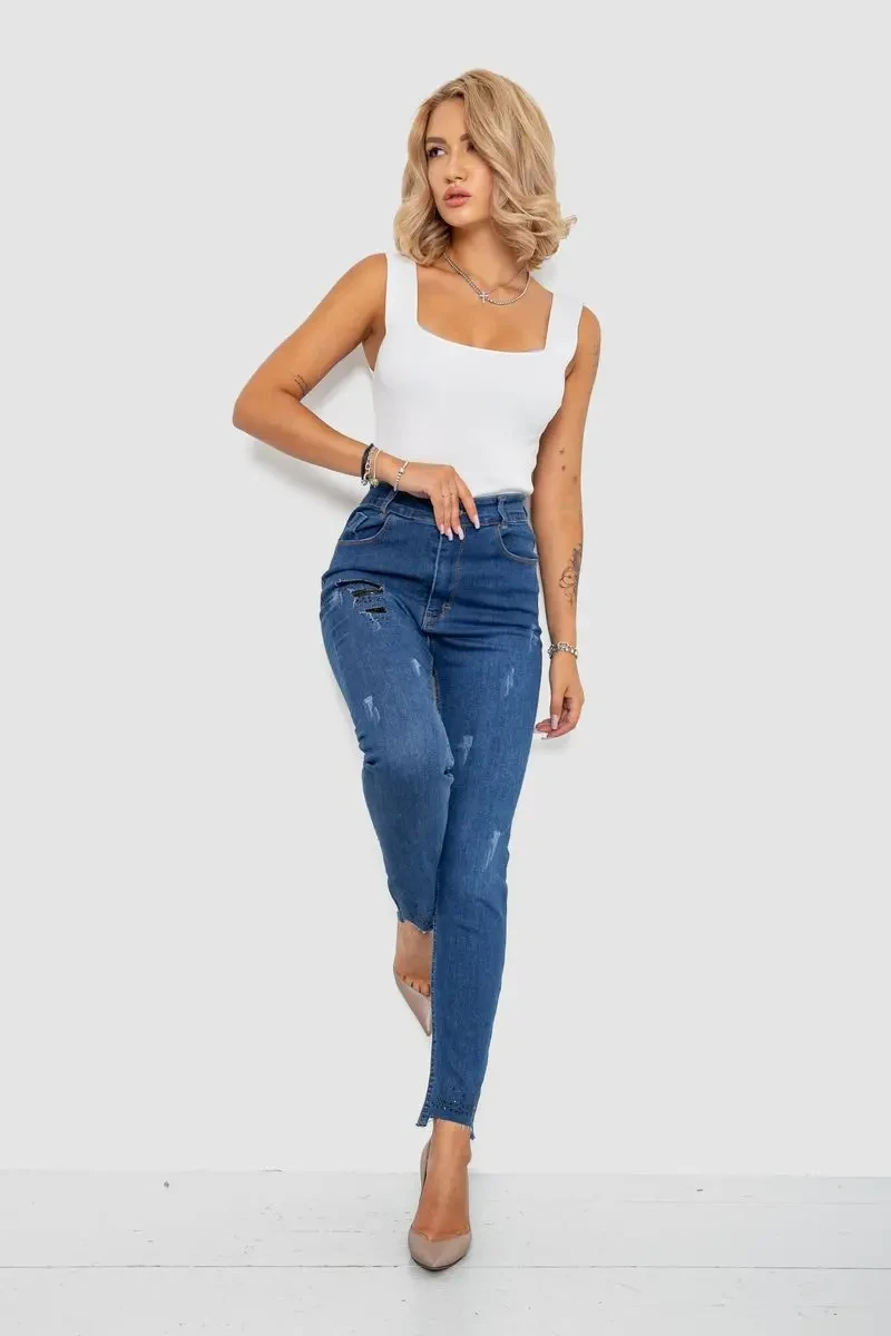 Джинси жіночі звужені, колір синій, 247R932 2