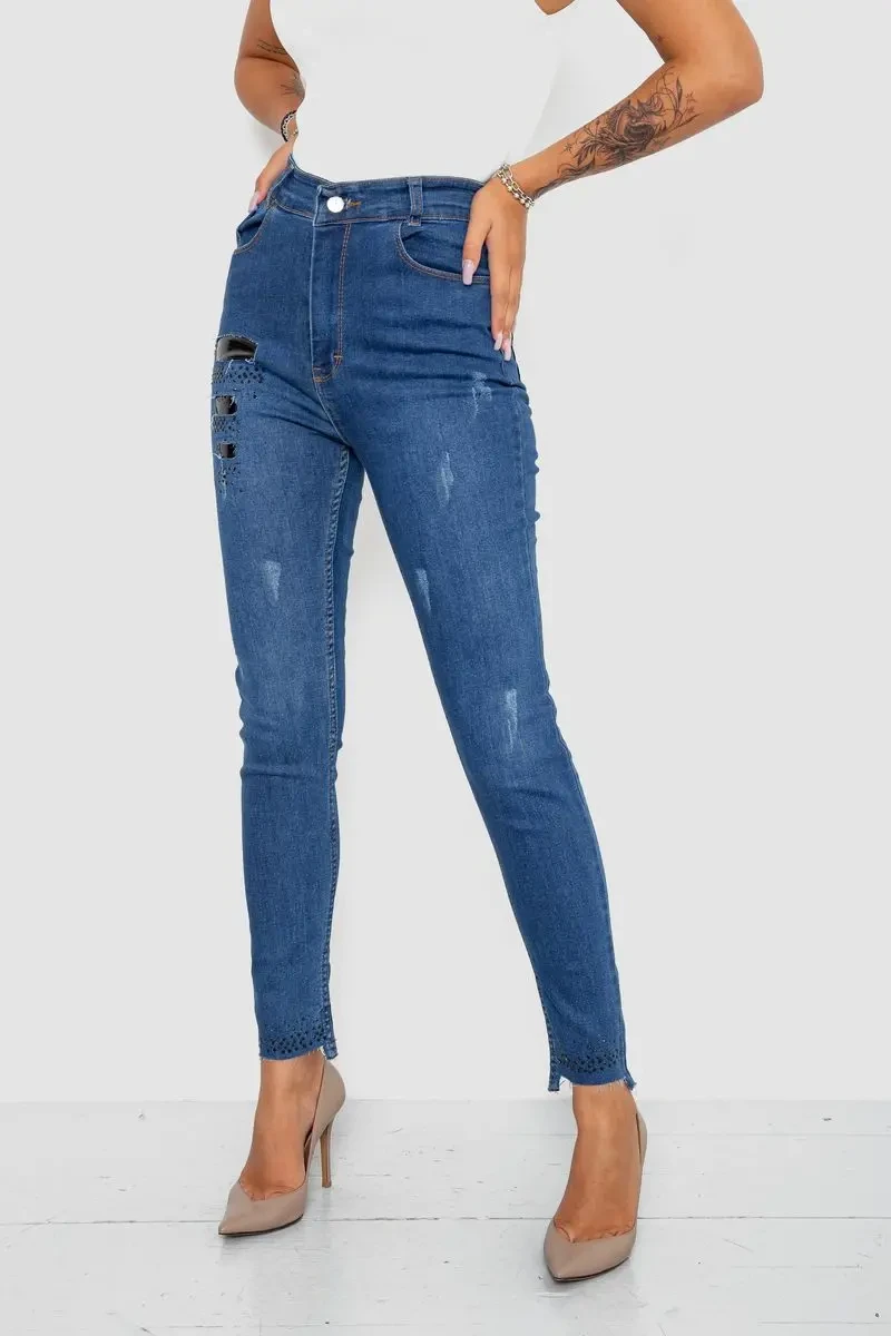 Джинси жіночі звужені, колір синій, 247R932 3