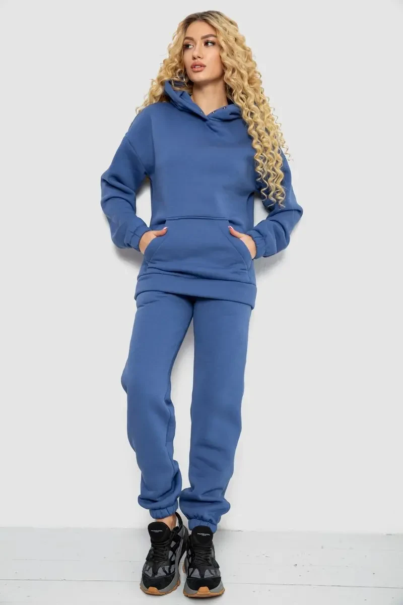 Спортивний костюм жіночий на флісі, колір джинс, 102R7711 3