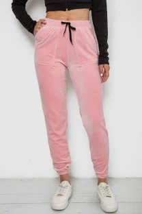 Штани жіночі велюрові, колір рожевий, 238R58168
