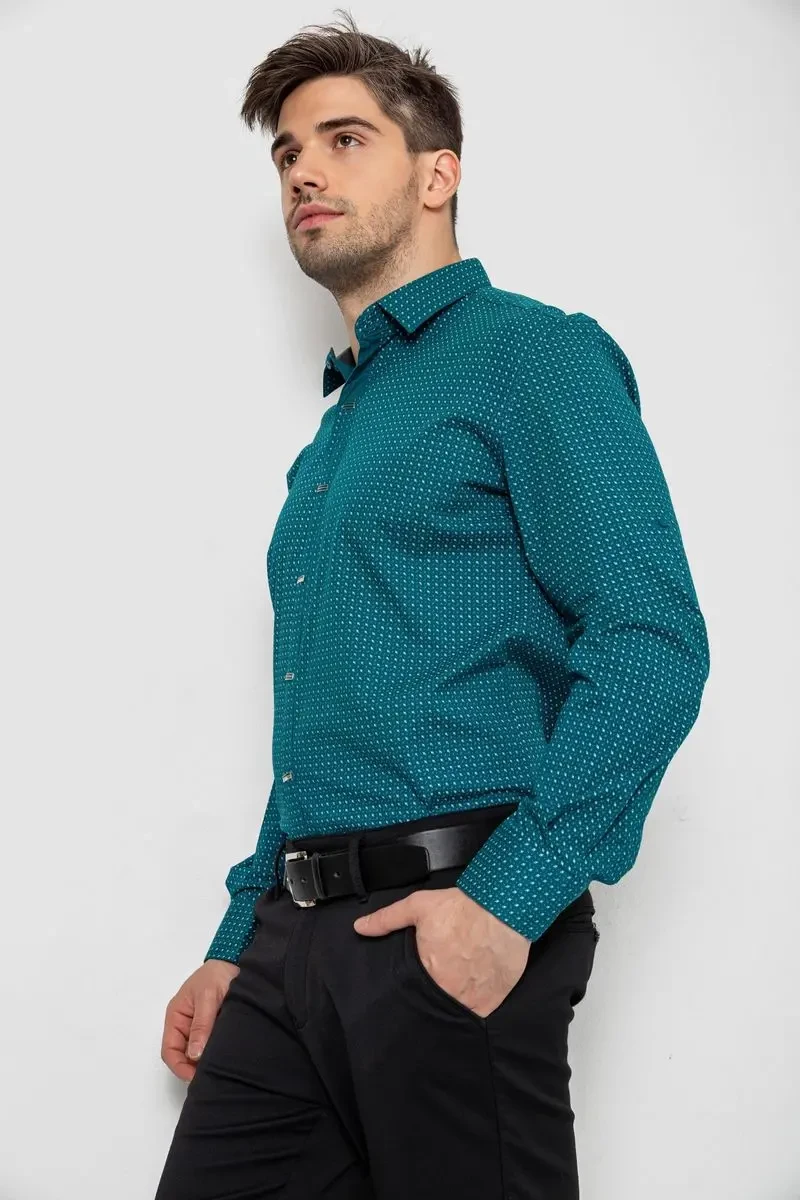 Сорочка чоловіча з довгим рукавом, колір зелений, 214R7470 3
