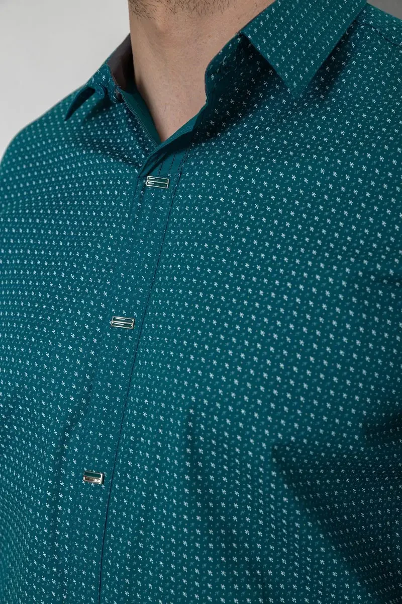 Сорочка чоловіча з довгим рукавом, колір зелений, 214R7470 5