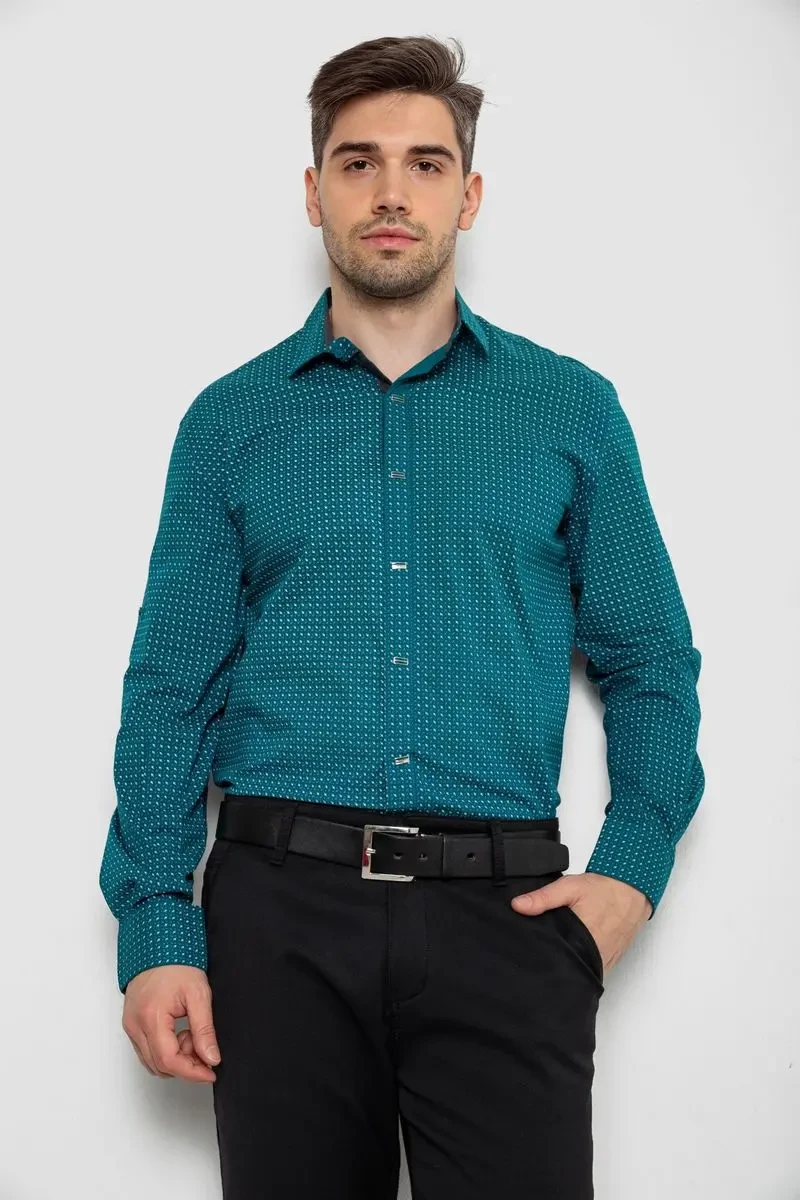Сорочка чоловіча з довгим рукавом, колір зелений, 214R7470