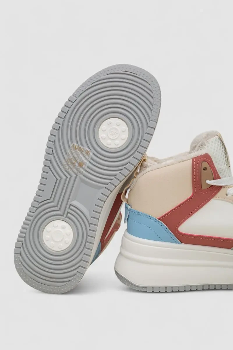 Кросівки жіночі зимові на хутрі, колір біло-червоний, 248RAM09-96 7