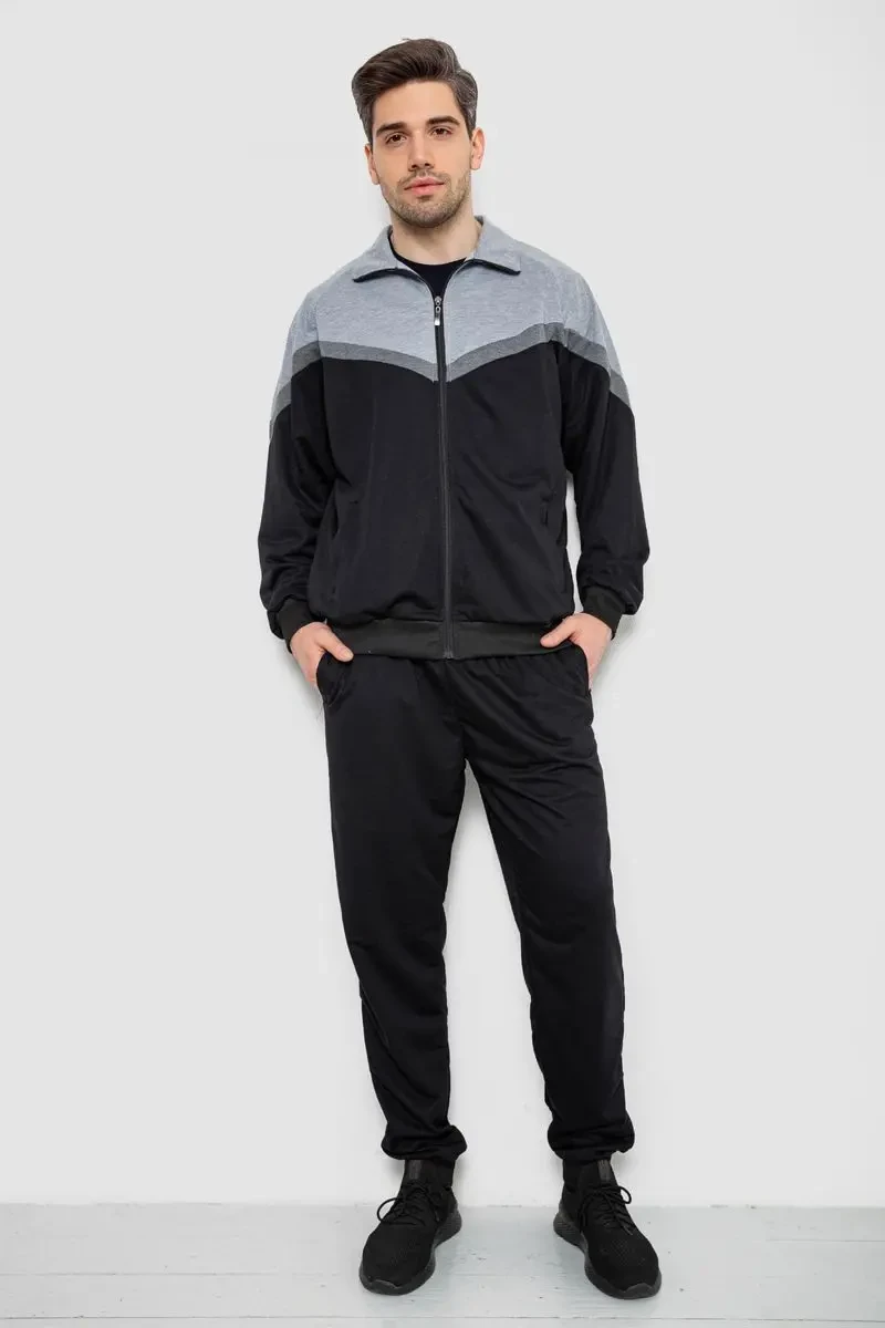 Спортивний костюм чоловічий, колір сіро-чорний, 244R9147