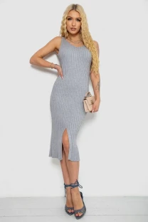 Сукня в'язана однотонна, колір сірий, 244R1795