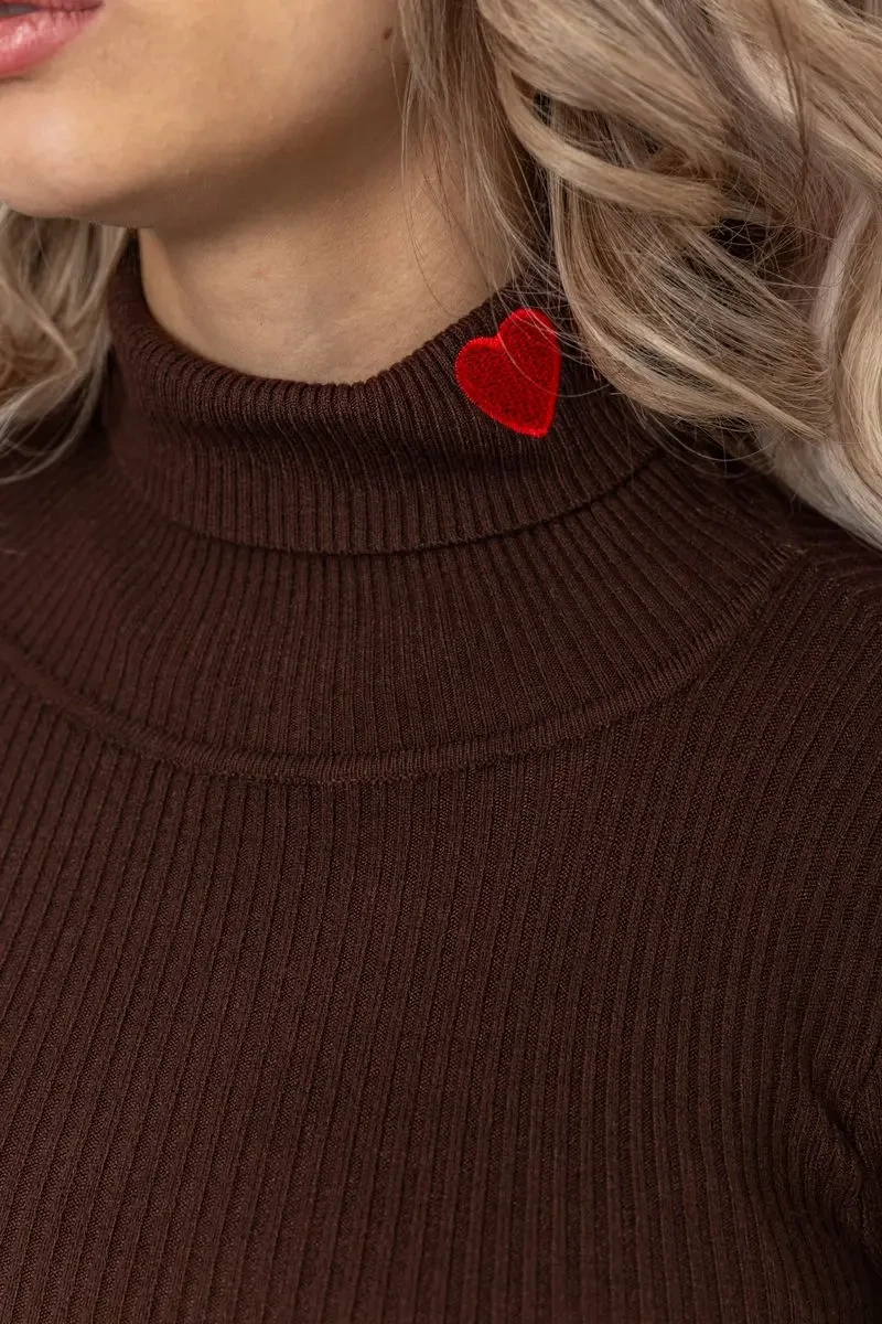 Гольф жіночий однотонний, колір шоколадний, 204R052 5