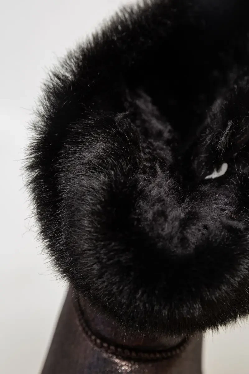 Уггі жіночі зі штучним хутром всередині, колір коричневий, 131R7413 6