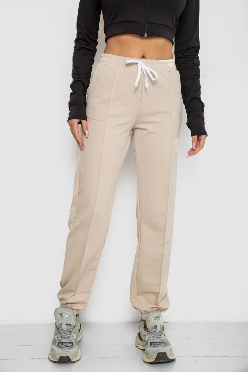 Спортивні штани жіночі, колір світло-бежевий, 247R4670-1