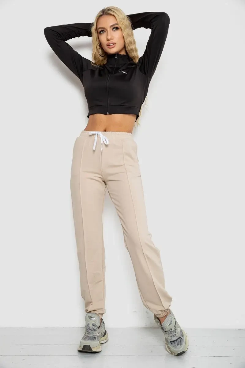 Спортивні штани жіночі, колір світло-бежевий, 247R4670-1 2