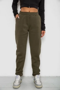 Спортивні штани жіночі на флісі, колір хакі, 238R57828
