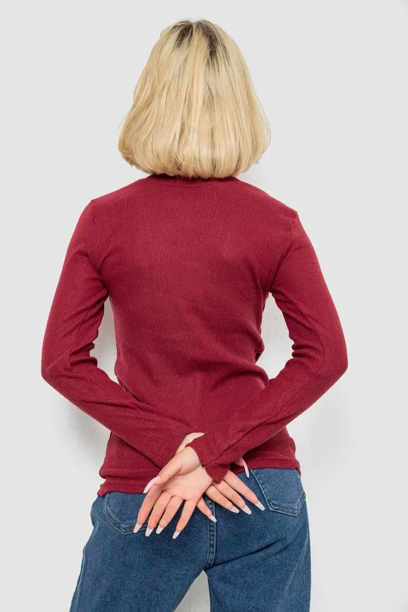 Гольф жіночий однотонний в рубчик, колір бордовий, 238R803 4