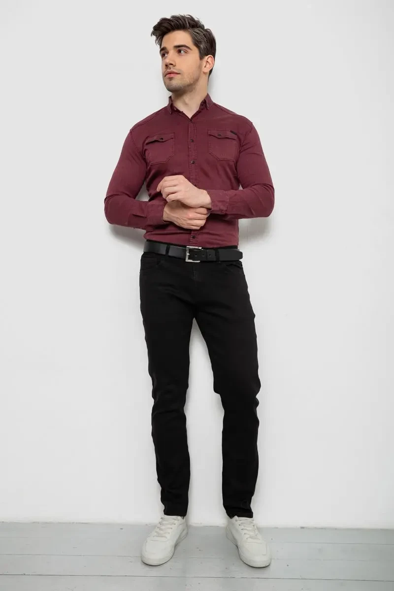 Сорочка чоловіча однотонна, колір бордовий, 214R16176 2