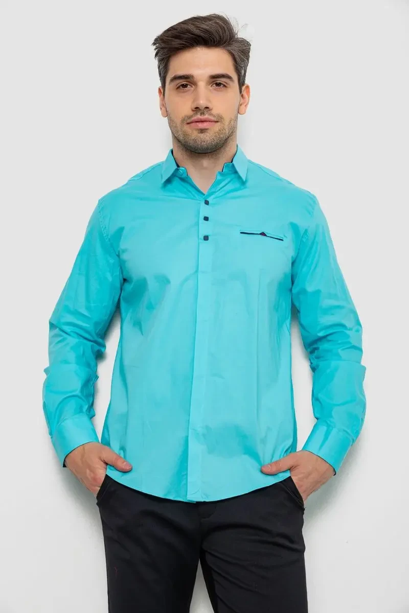 Сорочка чоловіча, колір бірюзовий, 214R7114 2