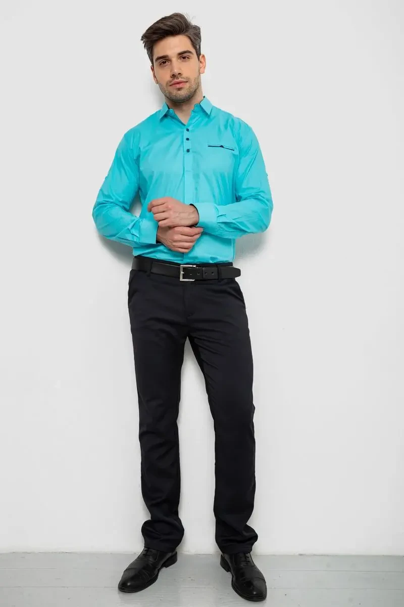 Сорочка чоловіча, колір бірюзовий, 214R7114 3