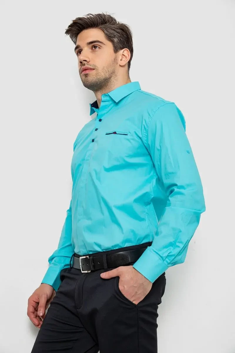 Сорочка чоловіча, колір бірюзовий, 214R7114 4