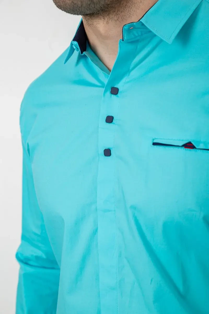 Сорочка чоловіча, колір бірюзовий, 214R7114 6