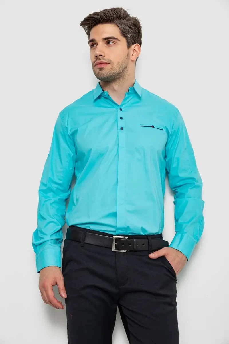 Сорочка чоловіча, колір бірюзовий, 214R7114