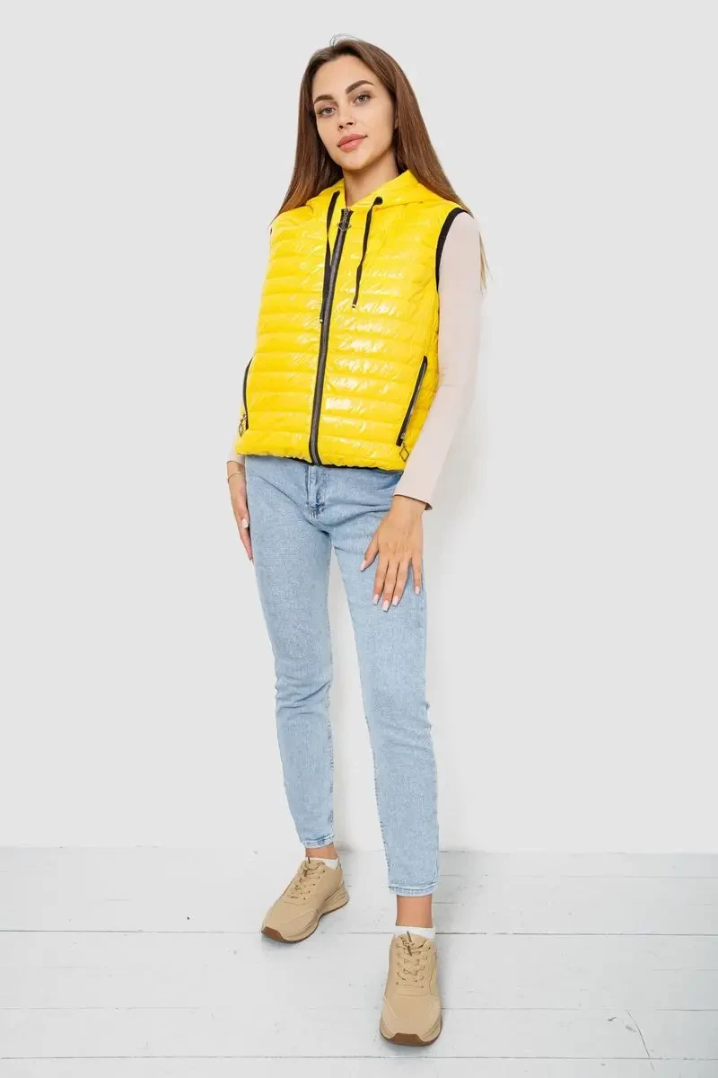 Жилетка жіноча дута, колір жовтий, 102R380 2