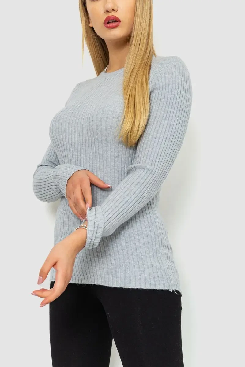 Кофта жіноча однотонна, колір світло-сірий, 244R2031 3