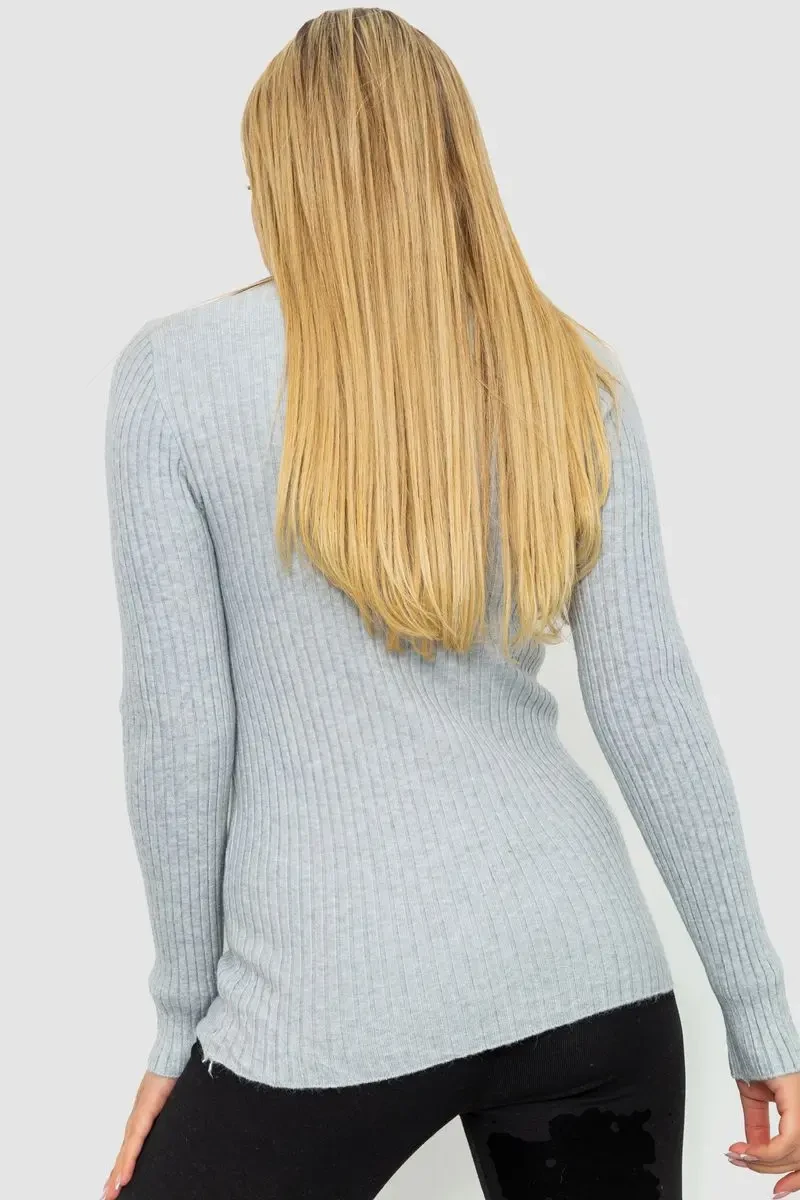 Кофта жіноча однотонна, колір світло-сірий, 244R2031 4