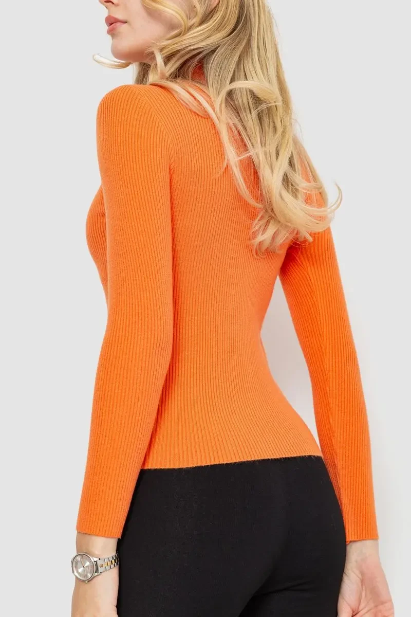Стильний жіночий гольф у рубчик, колір помаранчевий, 204R001 4