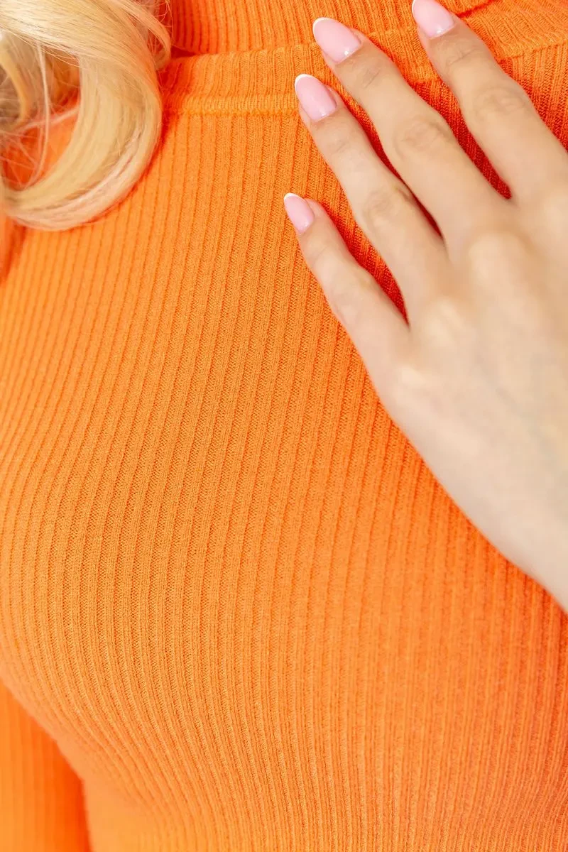 Стильний жіночий гольф у рубчик, колір помаранчевий, 204R001 5