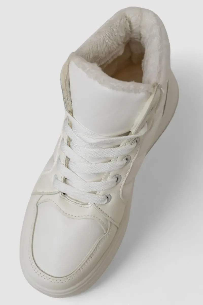 Кросівки жіночі зимові на хутрі, колір білий, 248RAM013 2