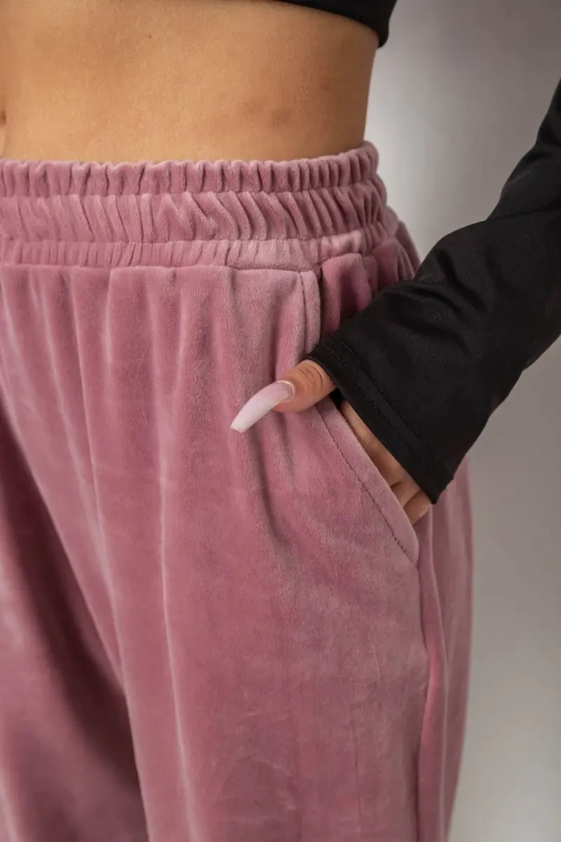 Спортивні штани жіночі велюрові, колір пудровий, 238R58646 5