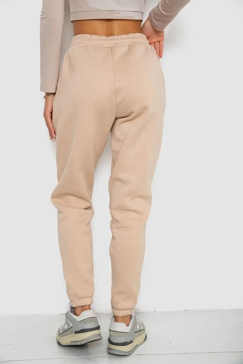 Спортивні штани жіночі на флісі, колір світло-бежевий, 238R57013 4