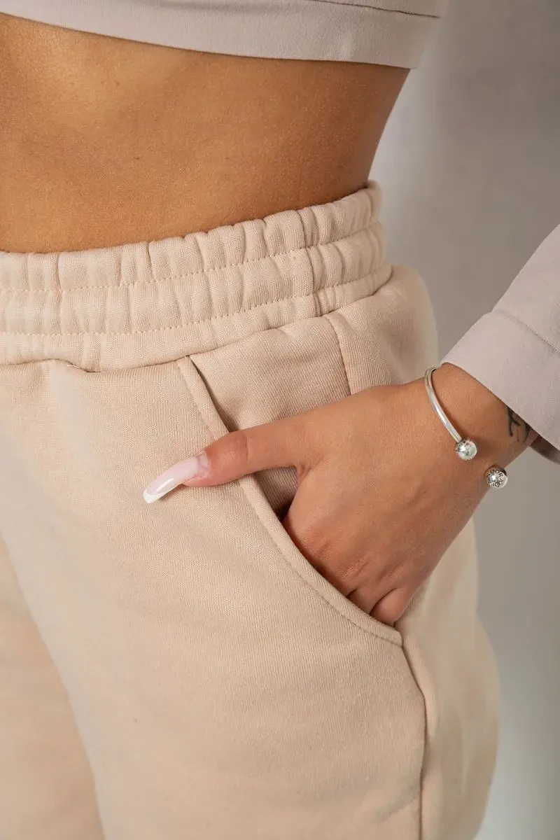 Спортивні штани жіночі на флісі, колір світло-бежевий, 238R57013 5