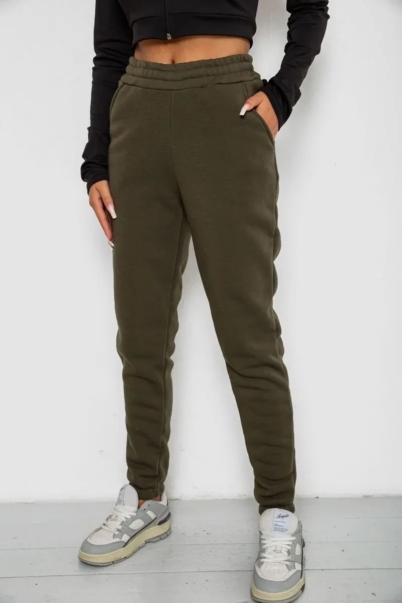 Спортивні штани жіночі на флісі, колір хакі, 238R57013 3
