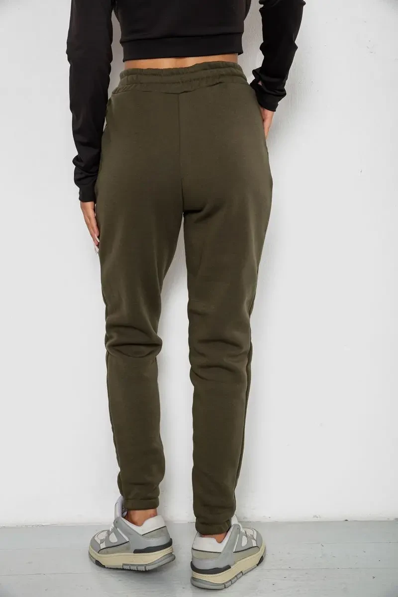 Спортивні штани жіночі на флісі, колір хакі, 238R57013 4