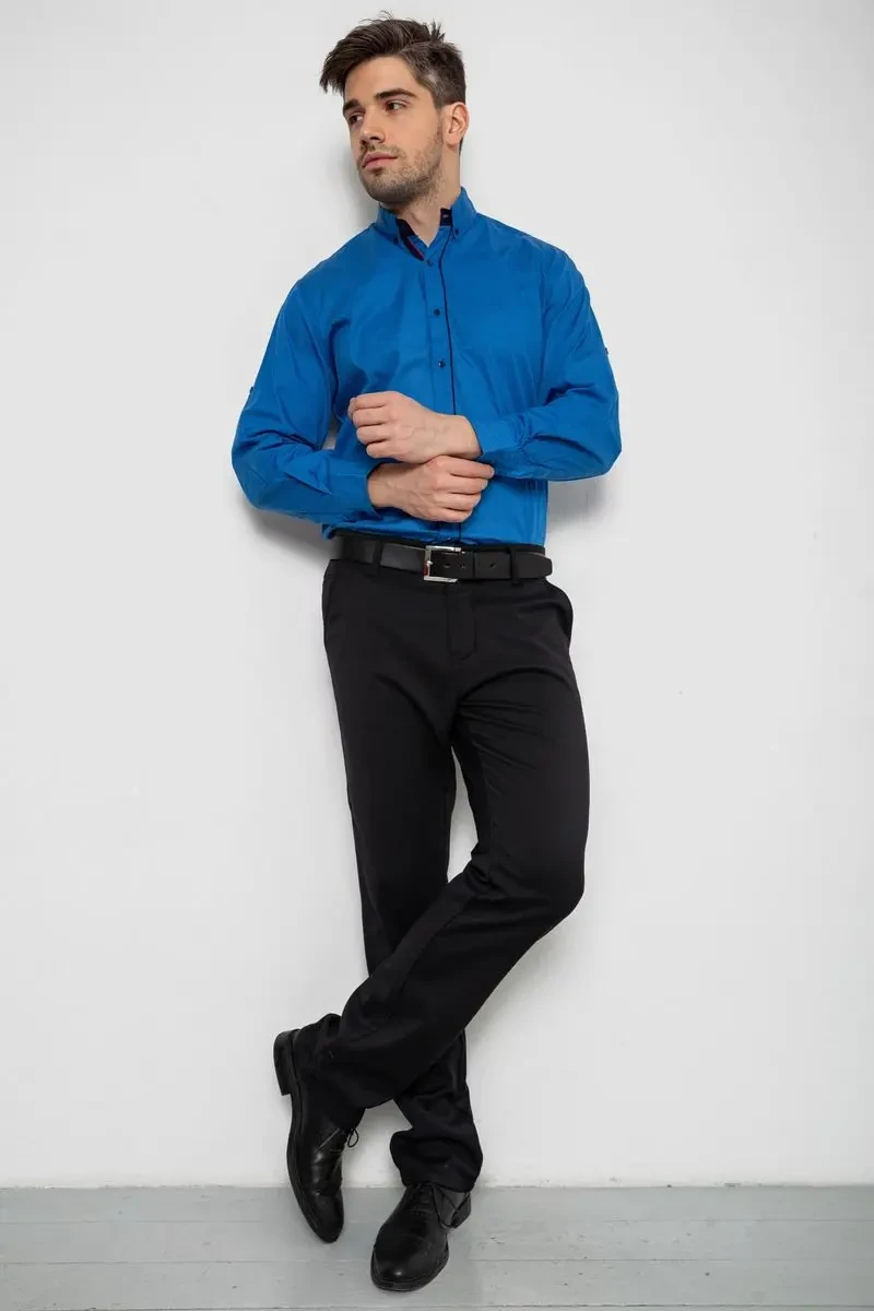 Сорочка чоловіча з принтом, колір синій, 214R16111-1 2