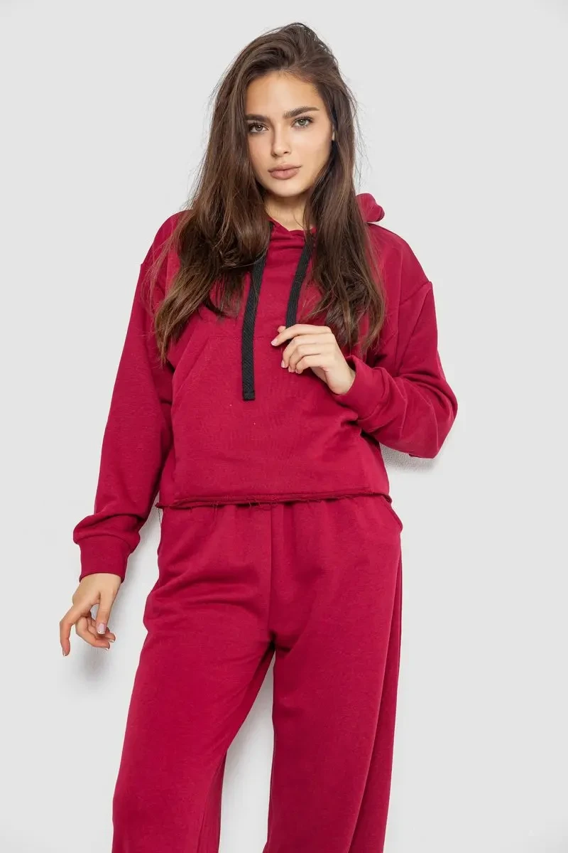 Спортивний костюм жіночий двонитка, колір бордовий, 252R500 2