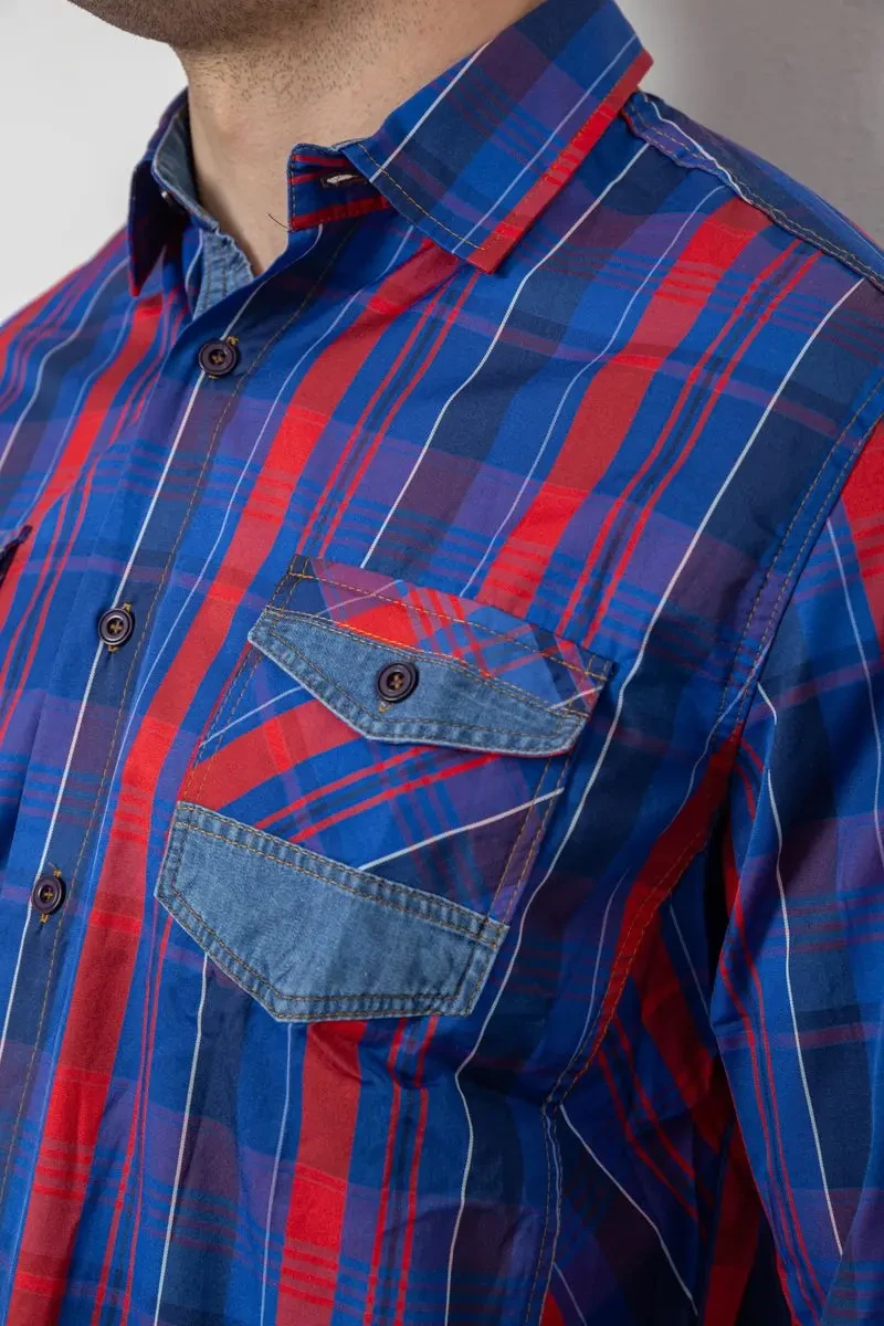 Сорочка чоловіча в клітинку, колір синій, 214R0746 5