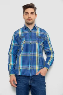 Сорочка чоловіча в клітинку, колір синій, 214R0743-1