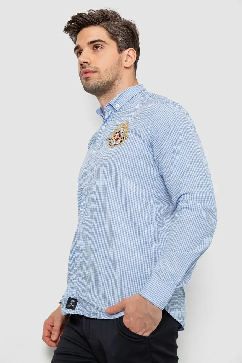 Сорочка чоловіча в клітинку, колір блакитний, 214R9030 3