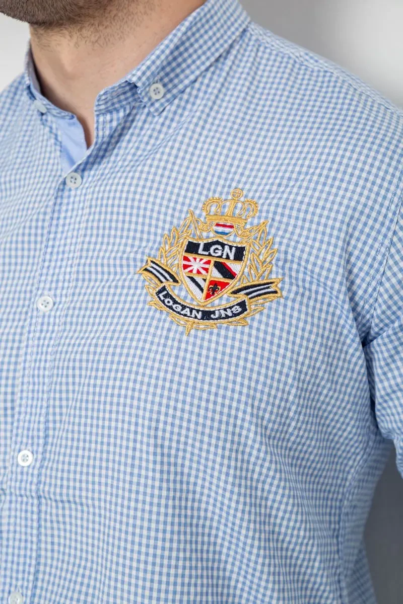 Сорочка чоловіча в клітинку, колір блакитний, 214R9030 5