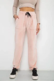 Штани жіночі велюрові, колір пудровий, 238R58168
