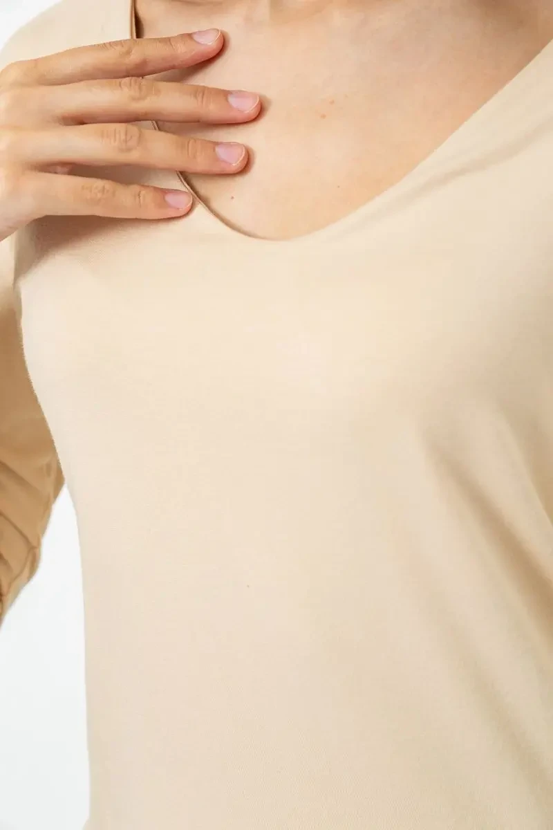 Тонкий жіночий лонгслів, колір бежевий, 186R128 5