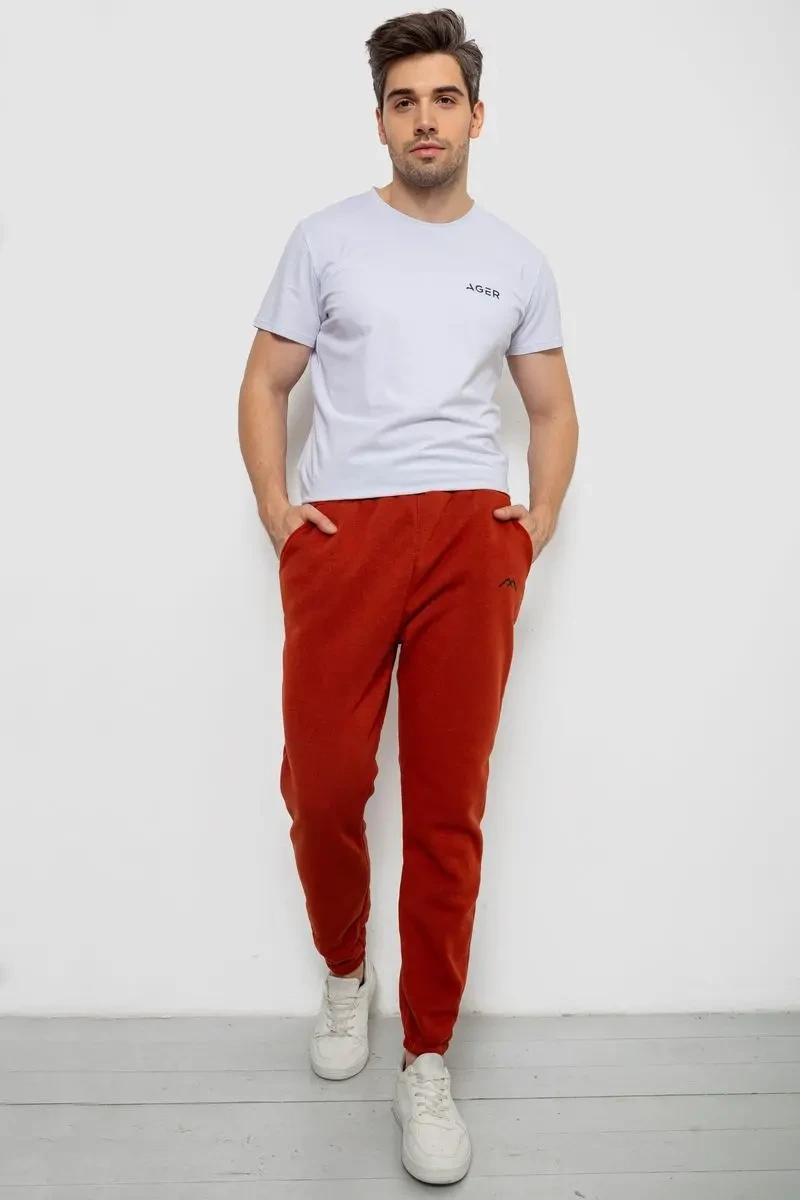 Спортивні штани чоловічі на флісі, колір теракотовий, 238R57256-1 2