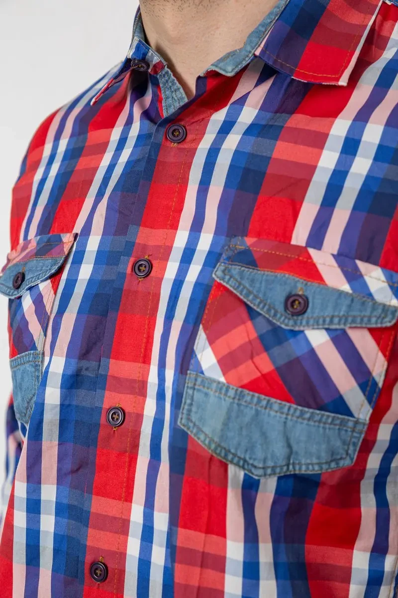 Сорочка чоловіча в клітинку, колір червоний, 214R0746 5