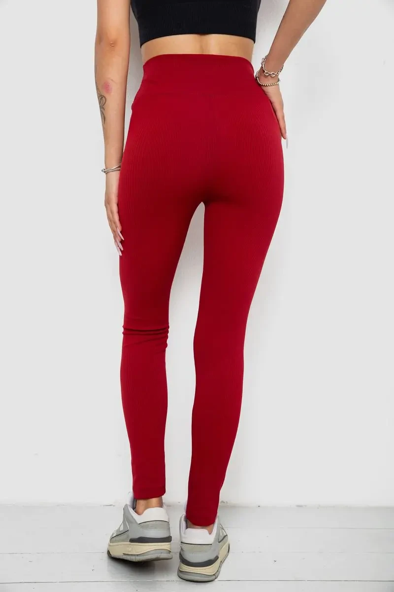 Лосини однотонні в рубчик, колір бордовий, 238R606 4